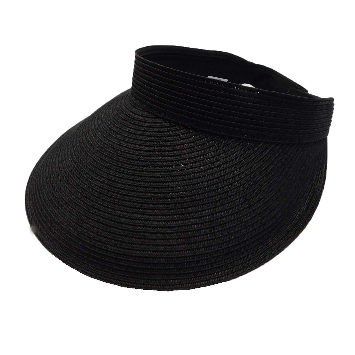 Roll Up Wide Brim Solid Color Sun Visor - Boardwalk Style Visor Cap Boardwalk Style Hats DA763-BlK Black  