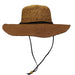 Woven Straw Hat with Chin Cord Floppy Hat Boardwalk Style Hats WSda770BN Brown  