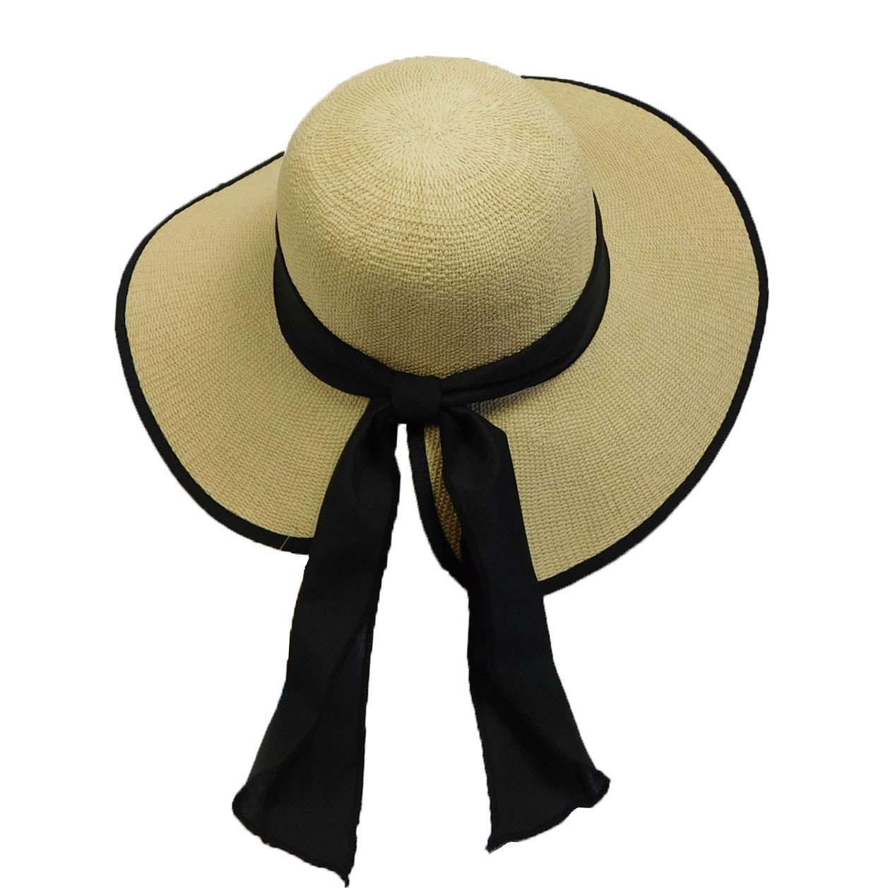 Woven Bangkok Straw Sun Hat with Split Brim - Boardwalk Style Wide Brim Sun Hat Boardwalk Style Hats da767bk Natural Medium (57 cm) 