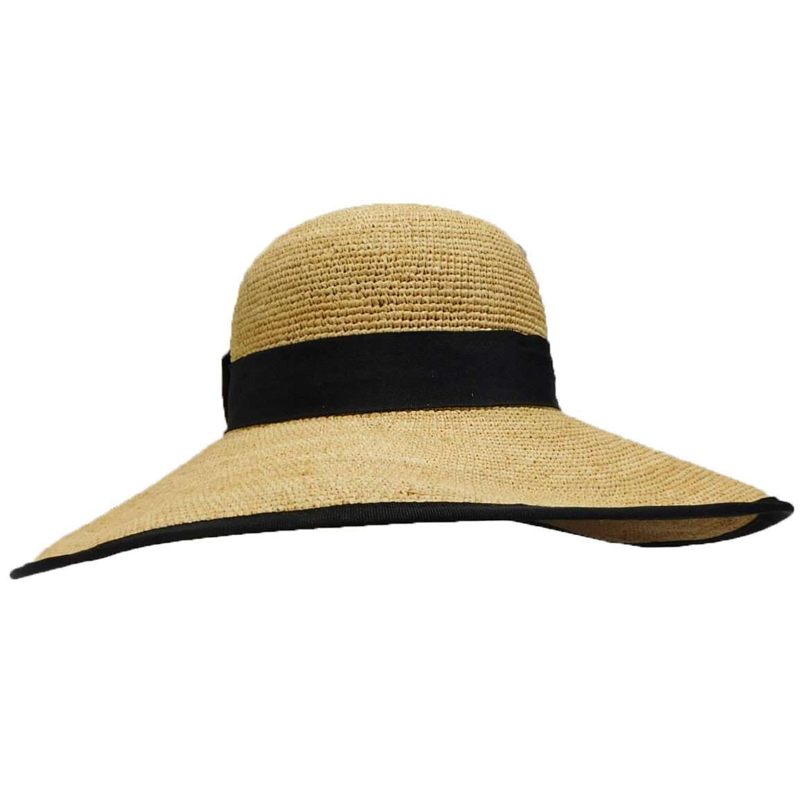Fine Raffia Sun Hat with Large Bow Floppy Hat Boardwalk Style Hats    