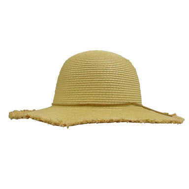 Girl's Straw Sun Hat with Fringe Floppy Hat Boardwalk Style Hats KSda2922NT Natural  