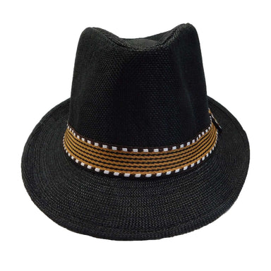 Kid's Fedora Hat with Pattern Band - Black Fedora Hat Boardwalk Style Hats    
