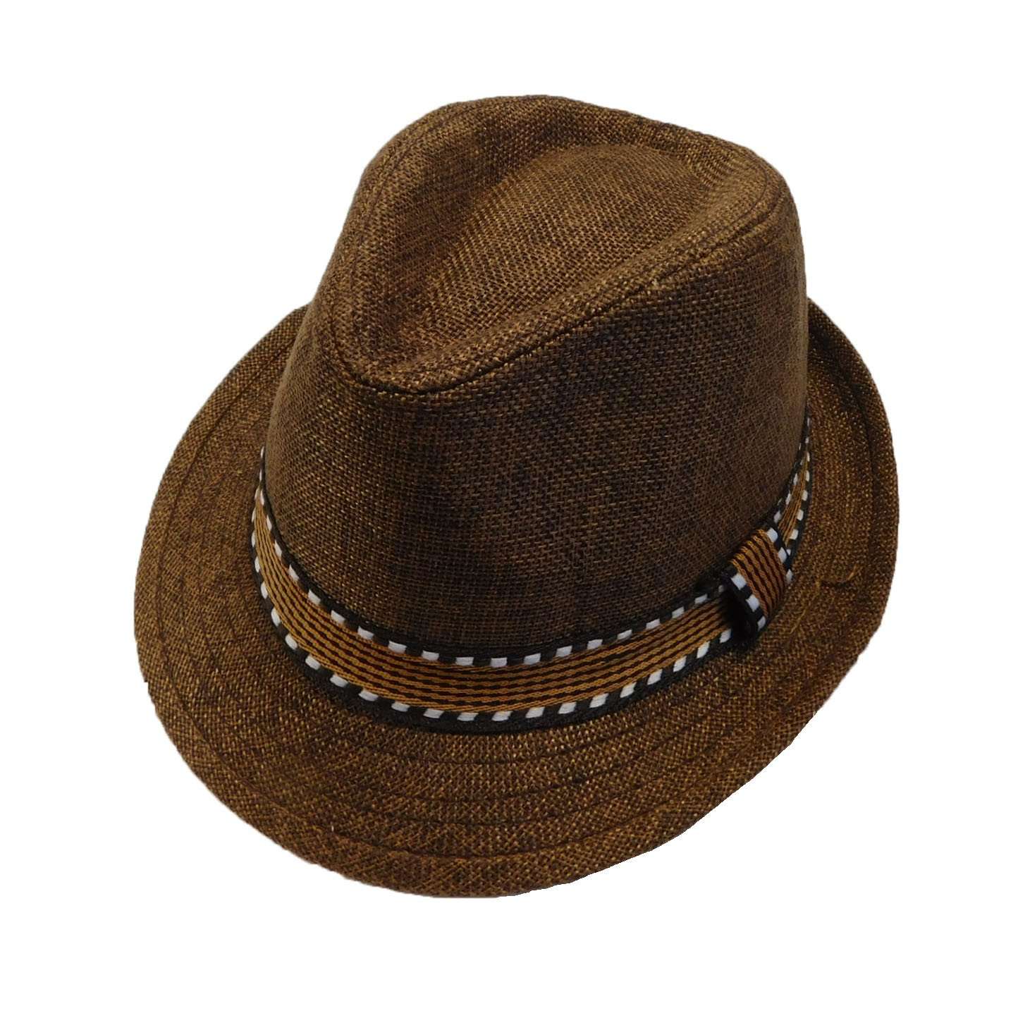 Kid's Fedora Hat with Pattern Band - Brown Fedora Hat Boardwalk Style Hats KSda2110BN Brown  