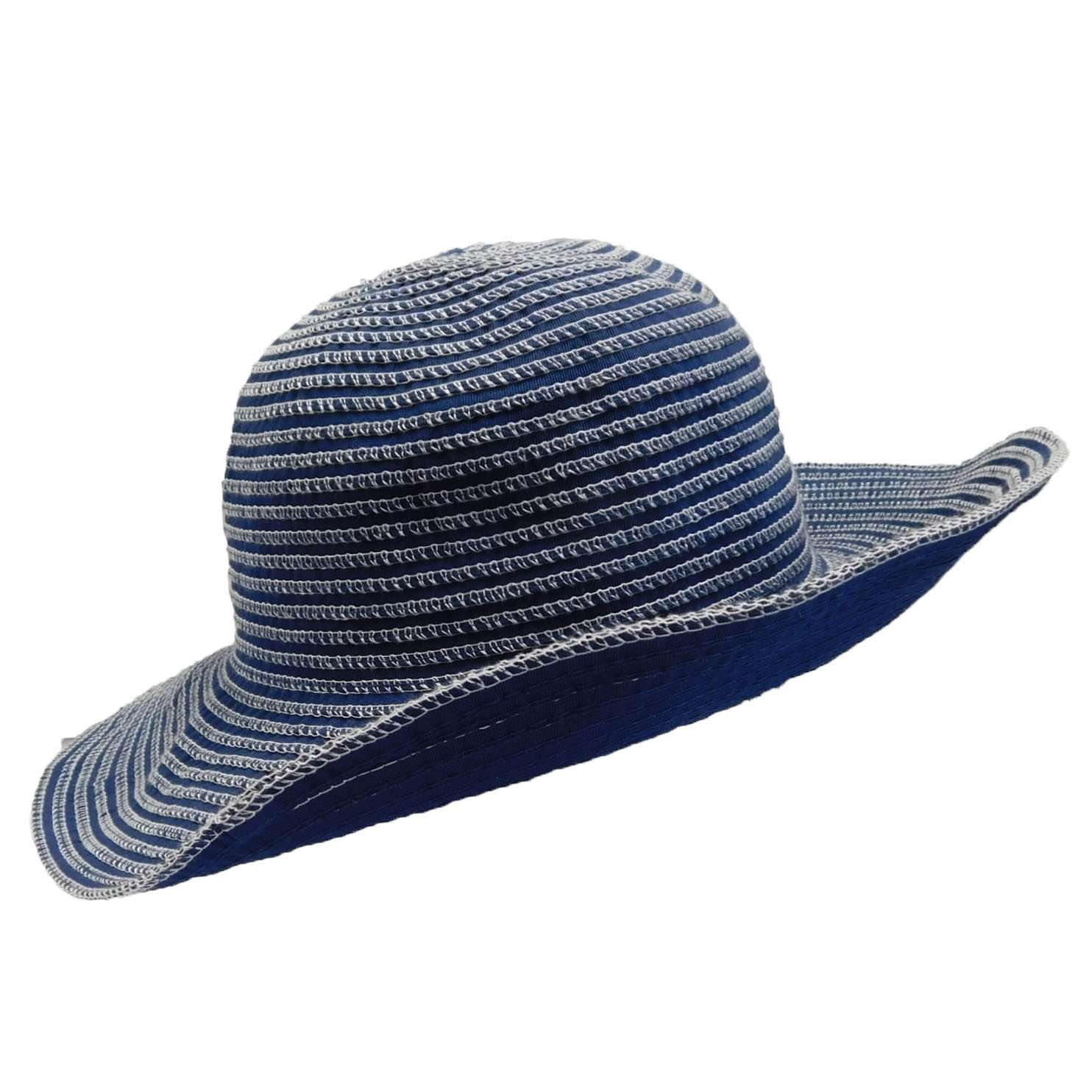 Ribbon Sun Hat with Flower Button - Sun Protective Women's Hats White / Medium (57 cm)
