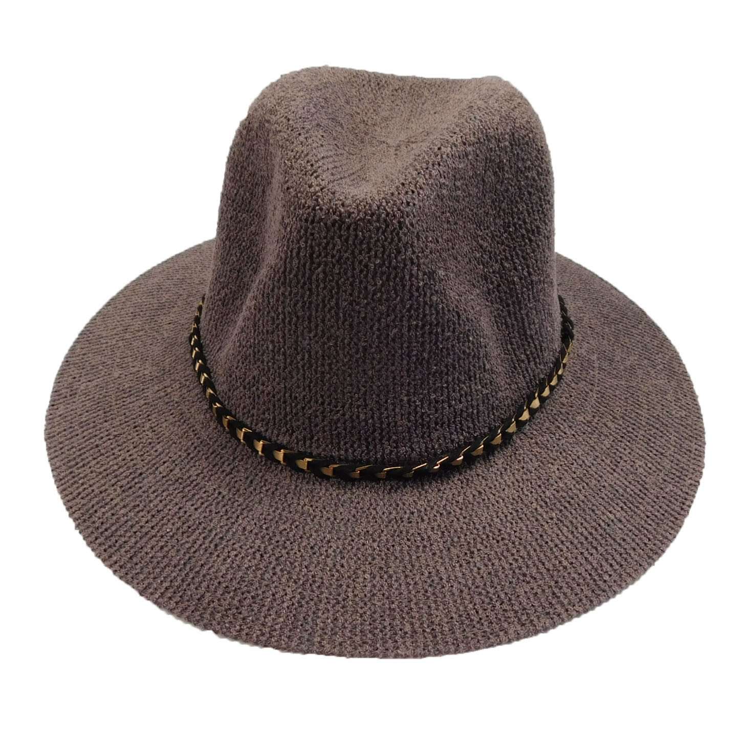 Knitted Panama Hat with Gold Band - Grey, Safari Hat - SetarTrading Hats 
