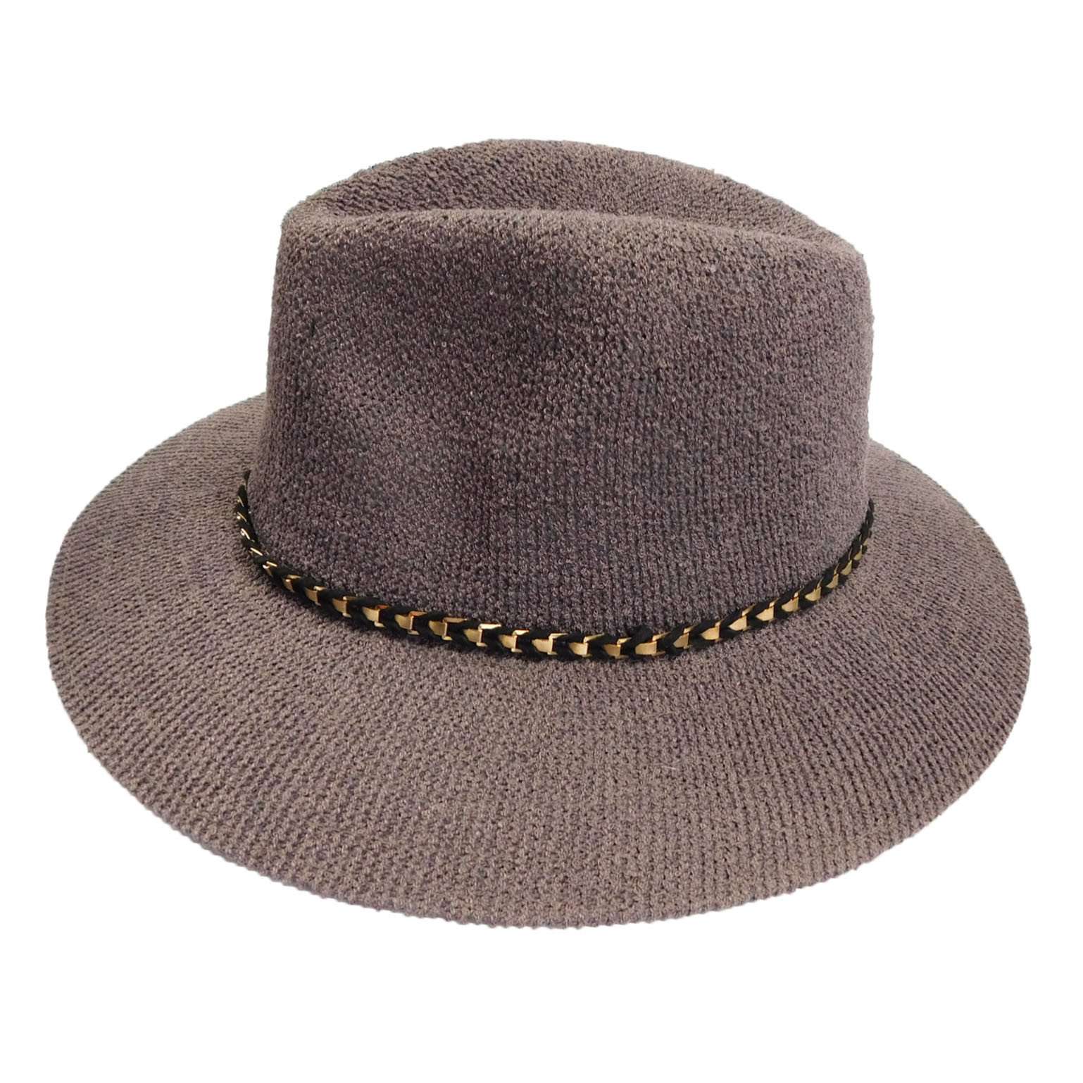 Knitted Panama Hat with Gold Band - Grey, Safari Hat - SetarTrading Hats 