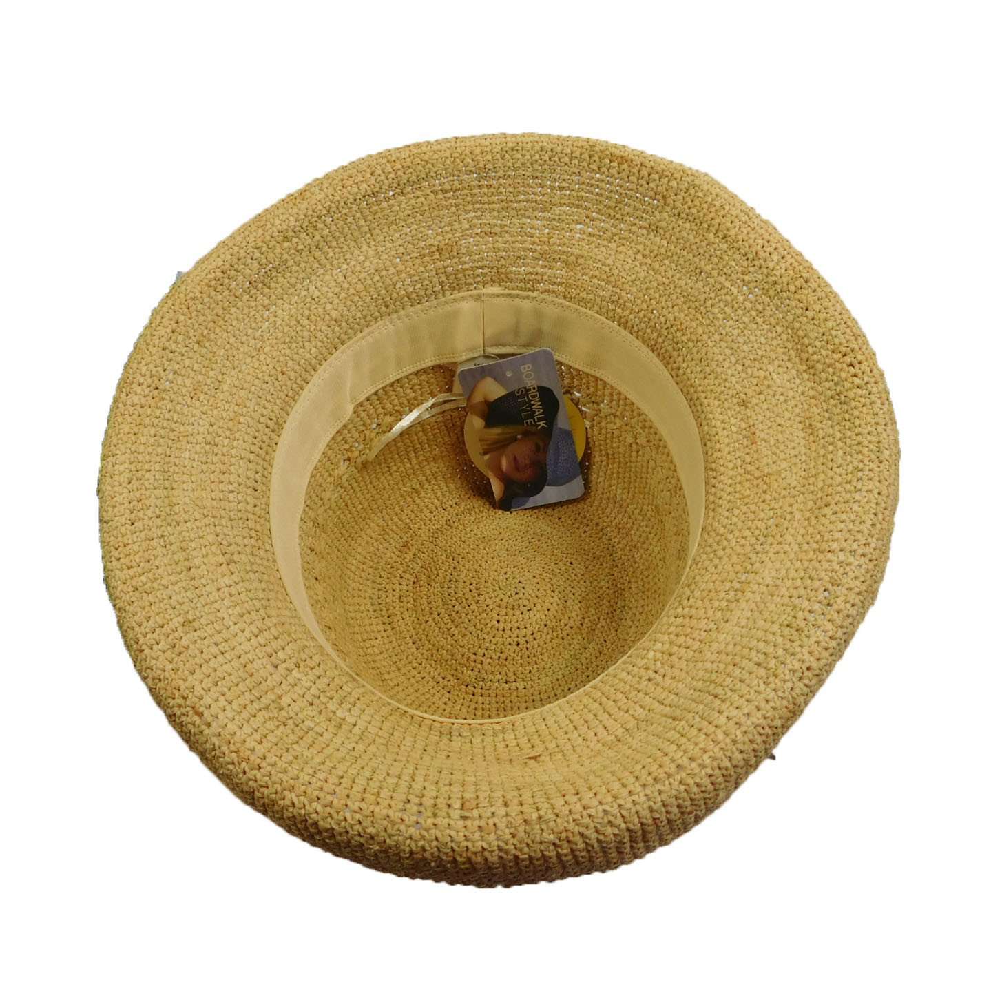 Hand Crocheted Raffia Kettle Brim Hat - Natural, Kettle Brim Hat - SetarTrading Hats 
