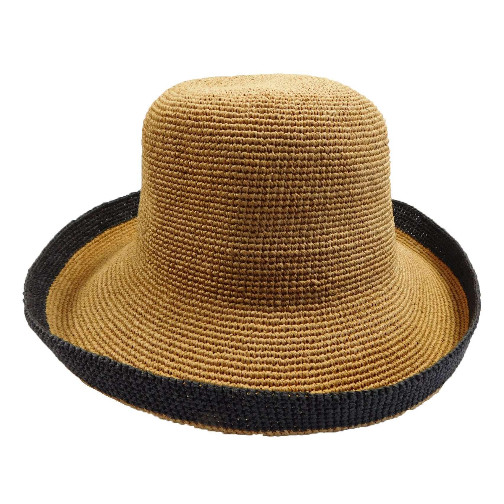 Hand Crocheted Turned Up Brim Hat - Rust Kettle Brim Hat Boardwalk Style Hats WSda743RT Rust  