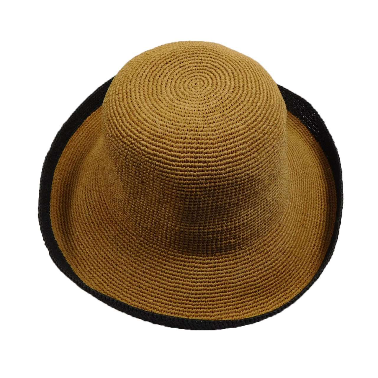 Hand Crocheted Turned Up Brim Hat - Rust Kettle Brim Hat Boardwalk Style Hats    
