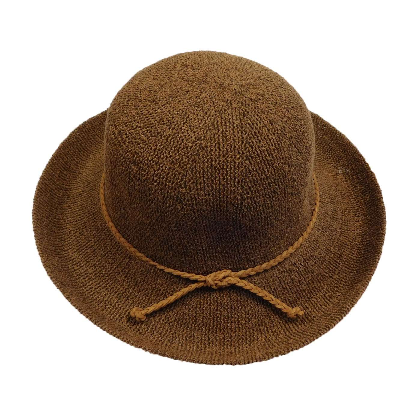 Knit Up Turned Brim Breton Hat, Brown - DNMC Kettle Brim Hat Boardwalk Style Hats    