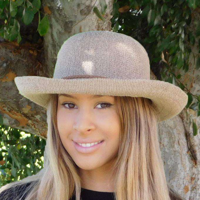 Knit Breton-Up Turned Brim Hat - Camel Kettle Brim Hat Boardwalk Style Hats    