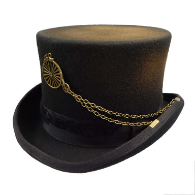 Antiqued Wool Felt Steampunk Top Hat - K. Keith Wool Hat Top Hat Great hats by Karen Keith wfspb-5M Black Medium (57cm) 