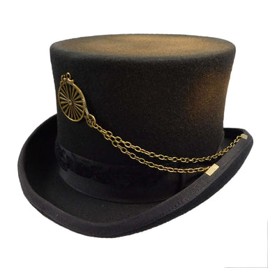 Antiqued Wool Felt Steampunk Top Hat - K. Keith Wool Hat Top Hat Great hats by Karen Keith wfspb-5M Black Medium (57cm)