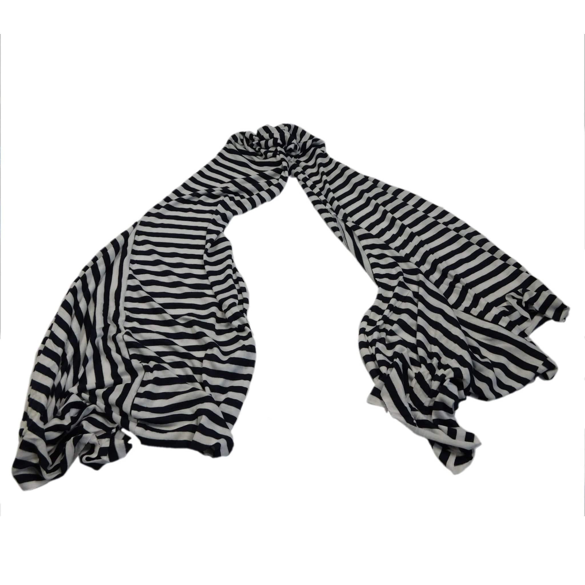 Navy and White Striped Scarf Scarves SCrane Wscscarf9 Navy and White  