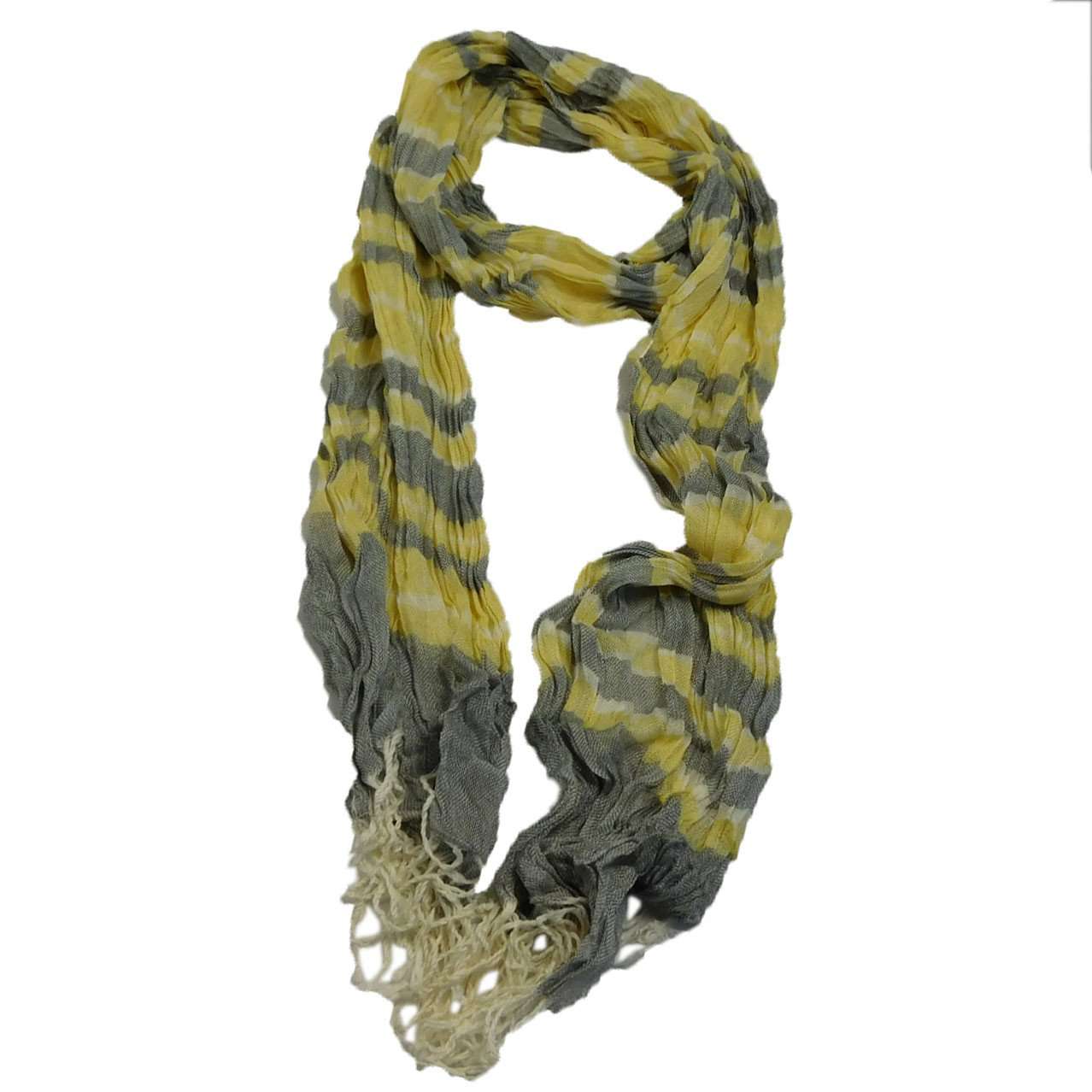 Yellow and Grey Striped Scarf Scarves SCrane Wscscarf15 Yellow and Grey  