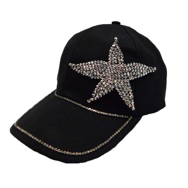 Rhinestone Star Baseball Cap Cap Nima WScap00179BK Black  