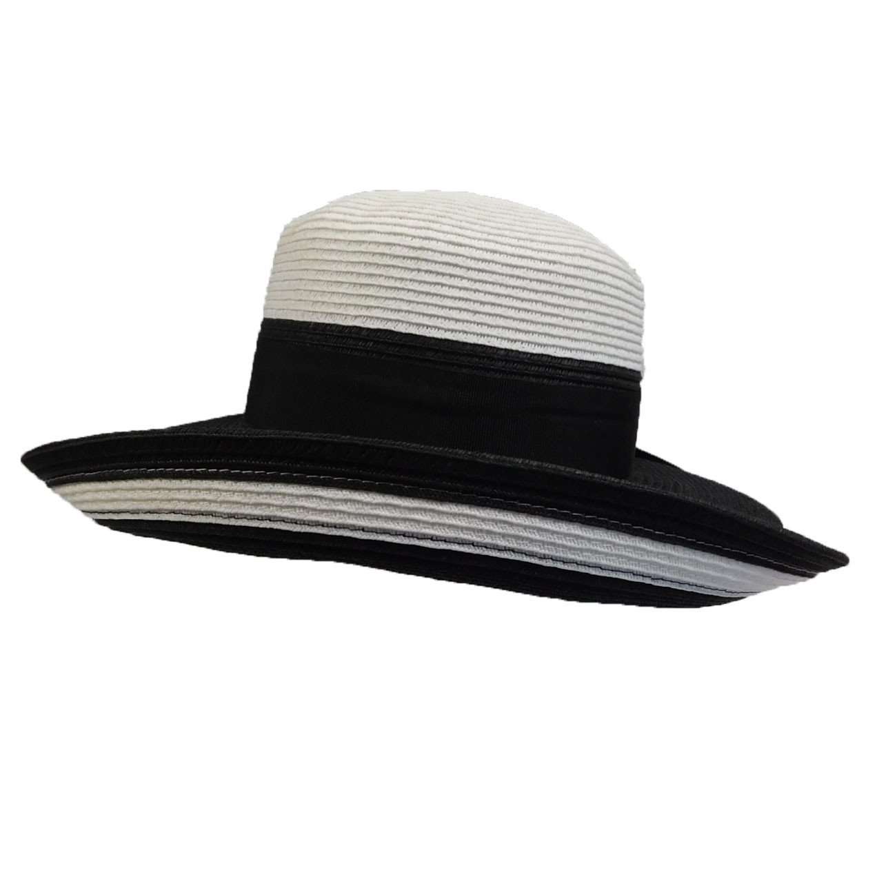 Tiffany Style Summer Hat by Karen Keith - Black and White Wide Brim Hat Great hats by Karen Keith    