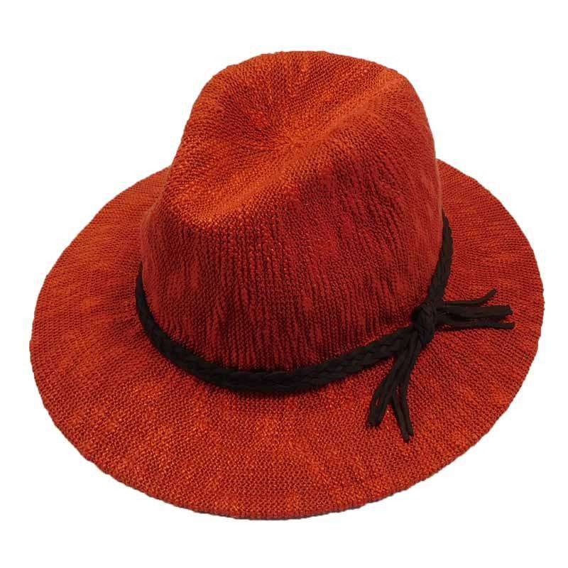 Knit Safari Hat with Suede Band Safari Hat Jeanne Simmons WWjs7265RT Rust  