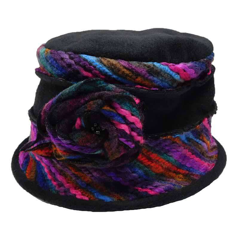 Fleece Beanie with Colorful Thread Accent by JSA for Women Beanie Jeanne Simmons js7368BK Black  