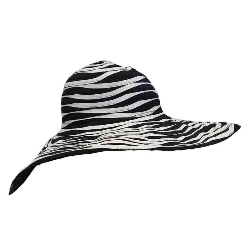 Ribbon and Straw Two Tone Sun Hat - Milani Hats Floppy Hat SetarTrading Hats     