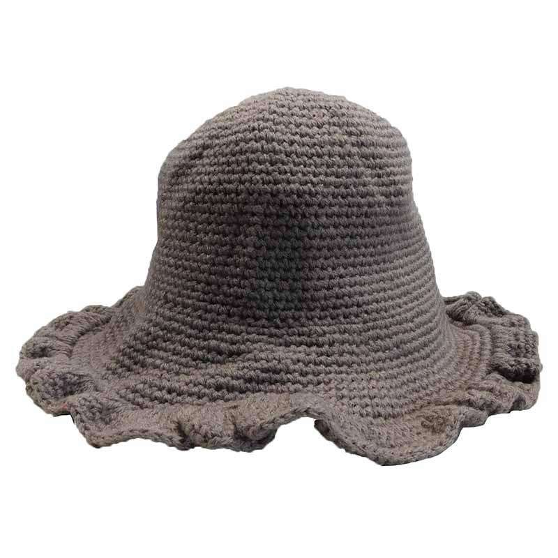 Knit Ruffle Brim Cloche Hat Cloche Jeanne Simmons WWjs1499TP Taupe  