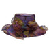 Iridescent Organza Hat Dress Hat Jeanne Simmons js6427PY Purple-Yellow  
