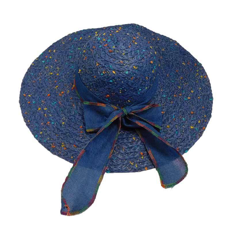 Fleck Design Straw Sun Hat Floppy Hat Jeanne Simmons js8451BL Blue  