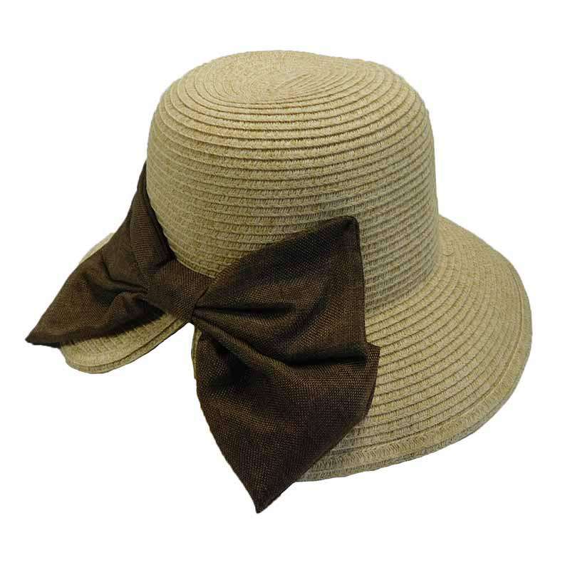 V-Back Cloche with Linen Bow - Jeanne Simmons Hats, Cloche - SetarTrading Hats 