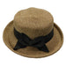 Up Turned Brim Hat with Ribbon Bow Kettle Brim Hat Jeanne Simmons js8533BN Brown tweed  