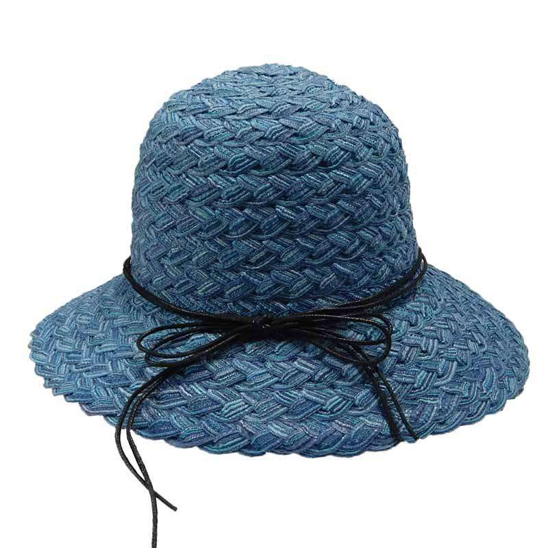 Twisted Poly-Braid Summer Hat by JSA for Women Cloche Jeanne Simmons WSjs8438BL Blue  