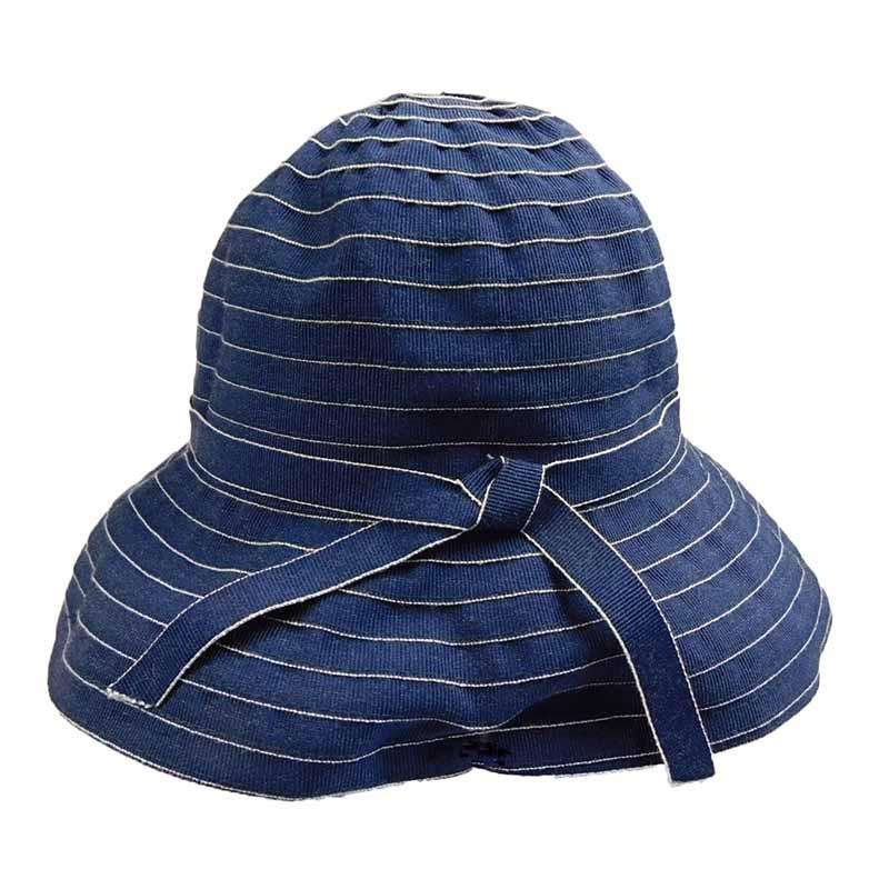 Denim Sewn Ribbon Bucket Hat Cloche Jeanne Simmons    