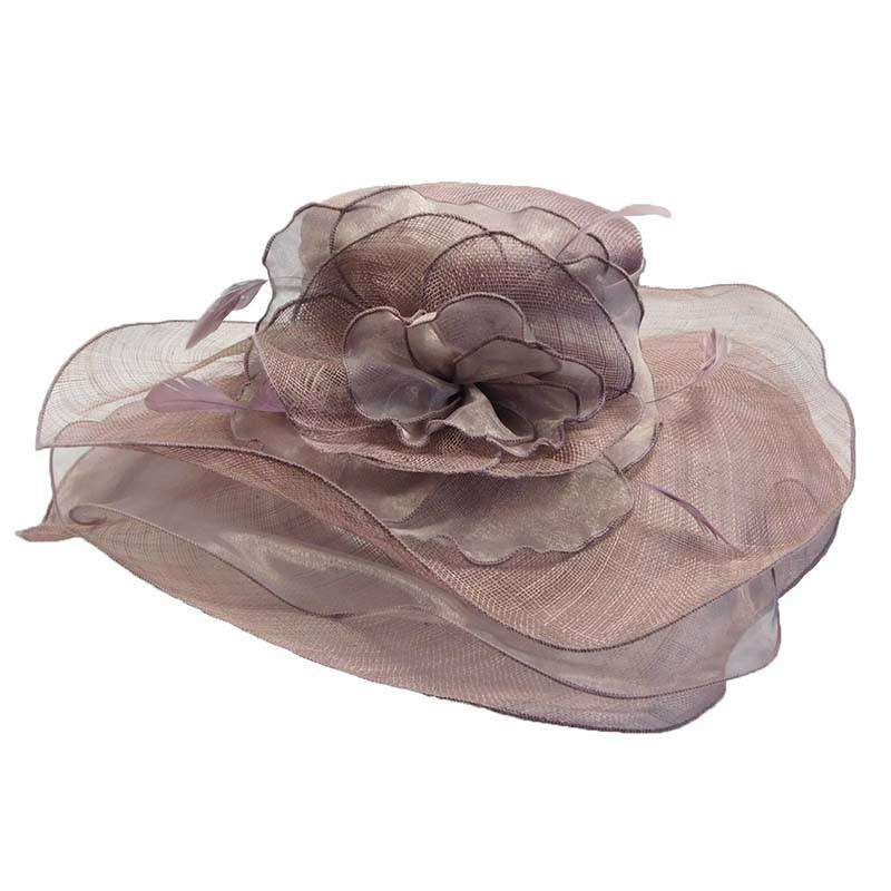 Layered Sinamay and Sheer Ascot Hat Dress Hat Jeanne Simmons WSjs6419MV Mauve  