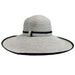 Large Ribbon Trimmed Brim Summer Hat - Jeanne Simmons Hats Floppy Hat Jeanne Simmons js8300GY Grey  