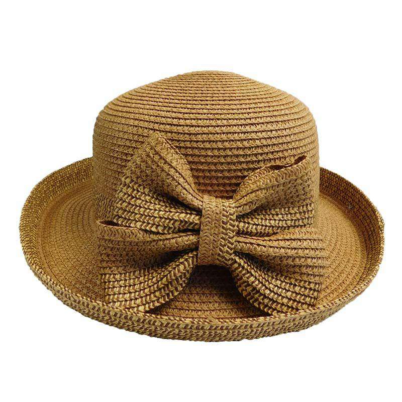 Tweed Up Turned Brim Summer Hat by Milani Kettle Brim Hat Milani Hats BB0052BN Brown  
