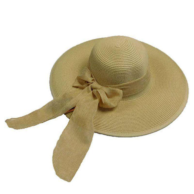 Summer Floppy Hat with Linen Scarf by Milani Floppy Hat Milani Hats BB0058CR Cream  