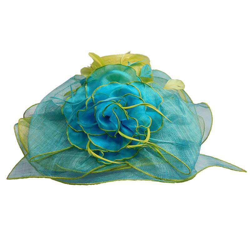 Multi Color Layered Sinamay Hat with Sheer Flower Dress Hat Fashion Unique    