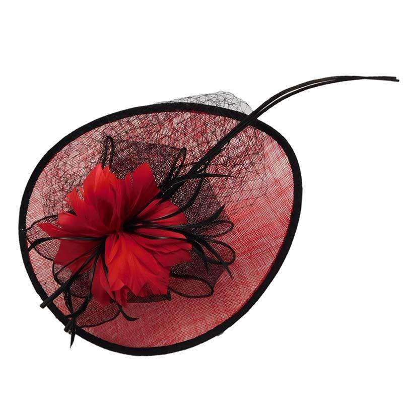 Feather Flower Sinamay Fascinator Fascinator Fashion Unique S103624RD Red  