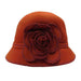 Wool Felt Cloche with Stitched Flower - JSA, Cloche - SetarTrading Hats 