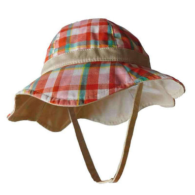 Plaid Cotton Sun Hat for Girls - Scala Hats for Kids Cloche Scala Hats c470RD Red  