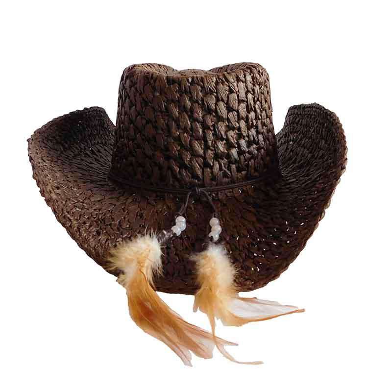 Crocheted Toyo Western Cowboy Hat with Wood Flower Accent - Scala Hats, Cowboy Hat - SetarTrading Hats 