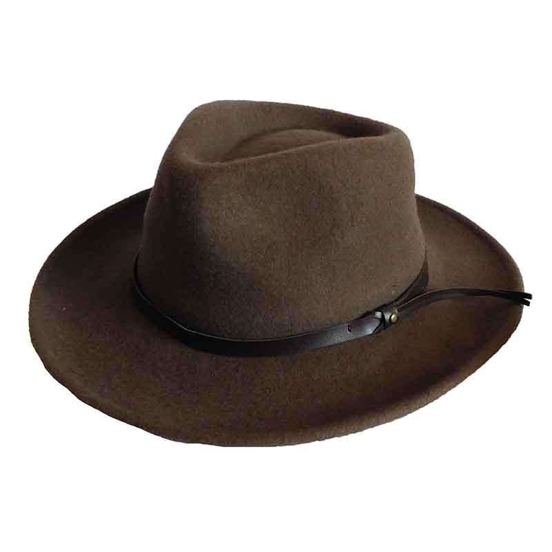 Packable Water Repellent Wool Felt Outback, Brown - Stafford, Scala Hats Safari Hat Scala Hats df6BNM Brown Medium (57 cm) 