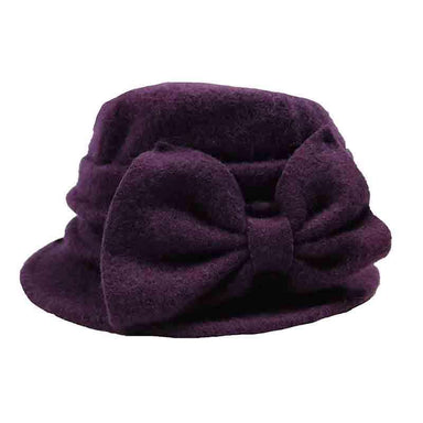 Boiled Wool Pleated Beanie with Bow by JSA for Women, Beanie - SetarTrading Hats 