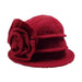 Pleated Cloche Beanie with Large Flower by JSA for Women Beanie Jeanne Simmons js7559RD Dark Red  