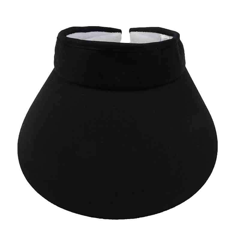 Wide Brim Cotton Clip-On Sun Visor - MG - 4" Peak Visor Cap MegaCI 4104BK Black  