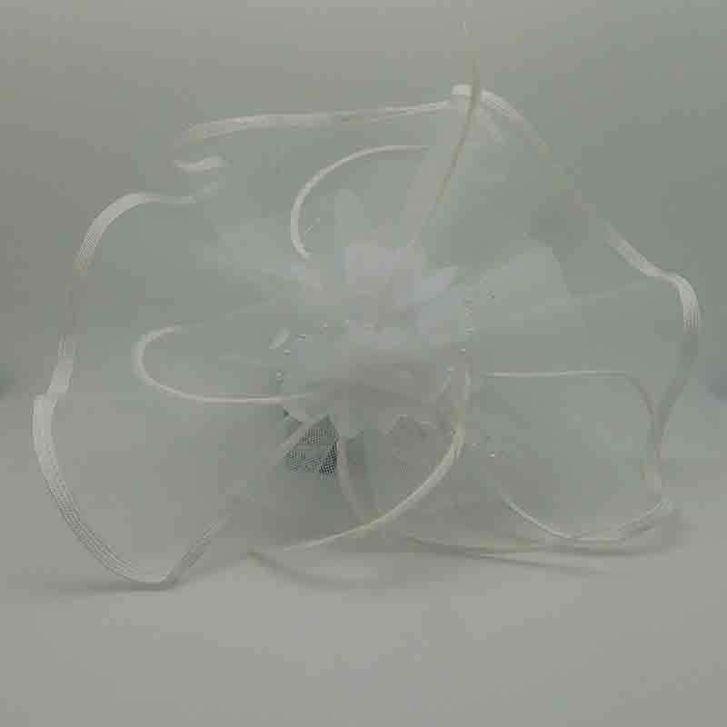 Large Wavy Tulle Fascinator with Silk Flower, Fascinator - SetarTrading Hats 
