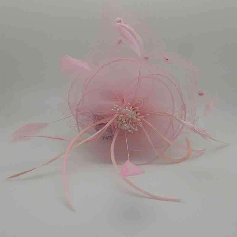 Dotted Veil Horsehair Fascinator with Feather Detail, Fascinator - SetarTrading Hats 