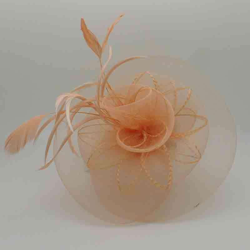 Embroidered Round Fascinator with Feather Detail, Fascinator - SetarTrading Hats 