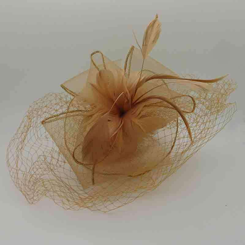 Feather Flower Fascinator with Netting Veil Fascinator Something Special Hat    