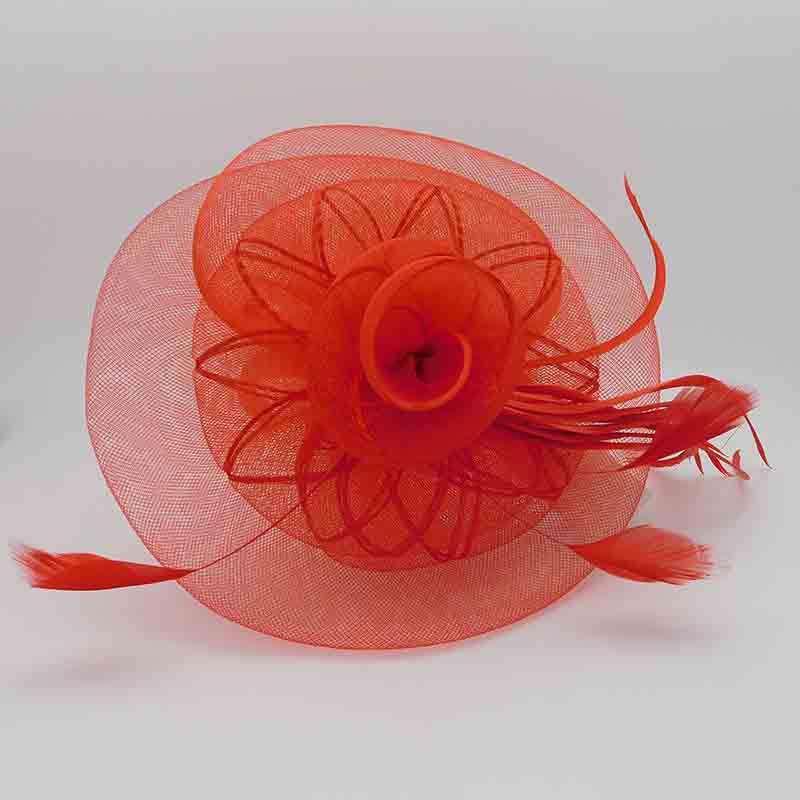 Embroidered Round Fascinator with Feather Detail, Fascinator - SetarTrading Hats 