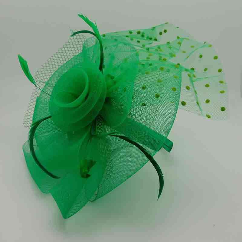 Polka Dot and Checkered Netting Fascinator Fascinator Something Special Hat lb7718GN Green  